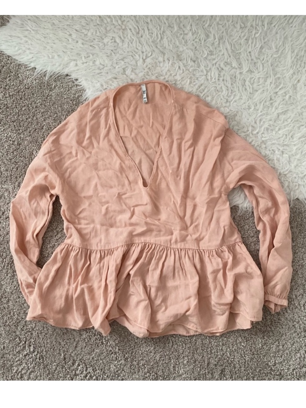 Zara Peplum V Neck Top